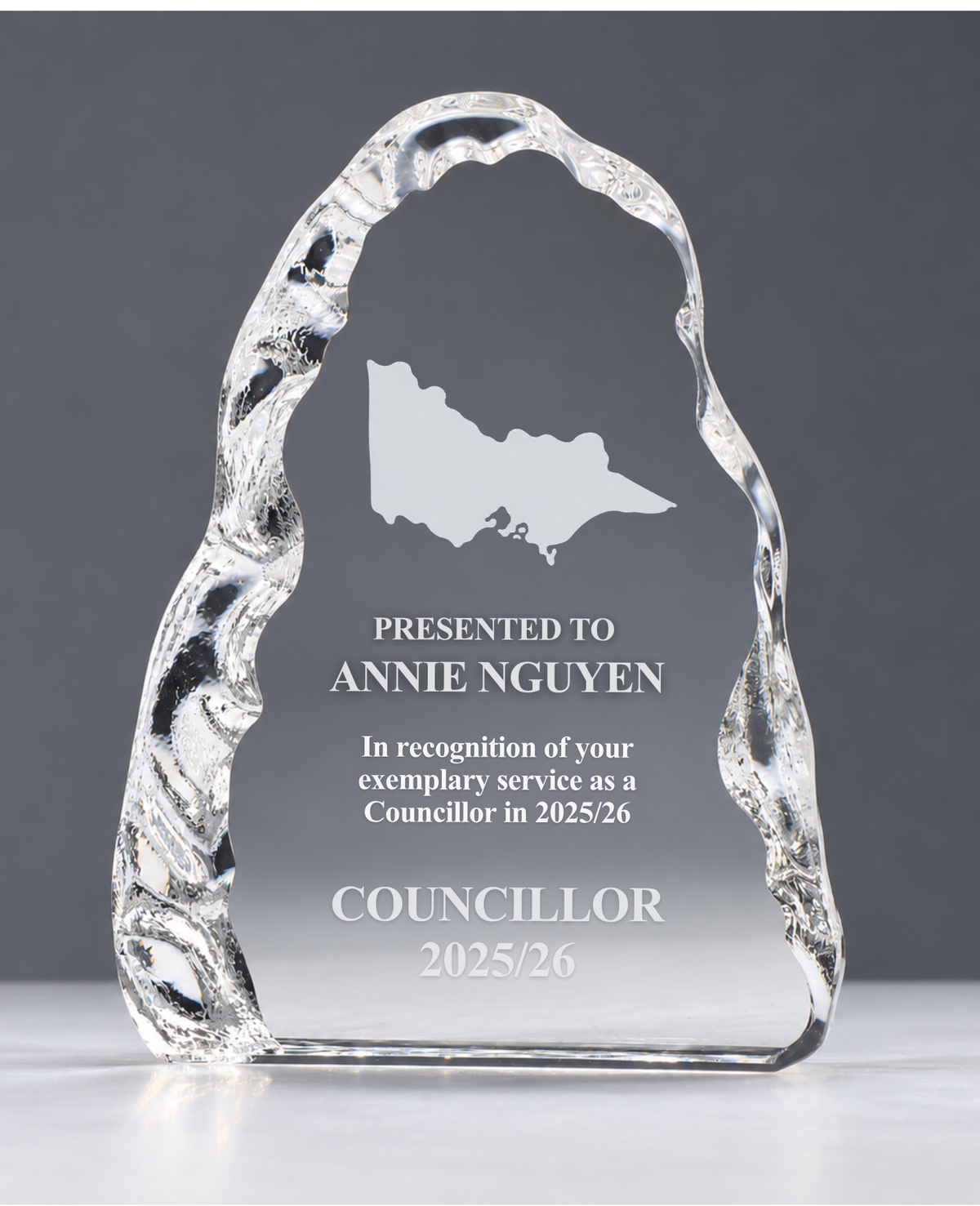 12 - Crystal Iceberg Award with stylised Victorian Map
