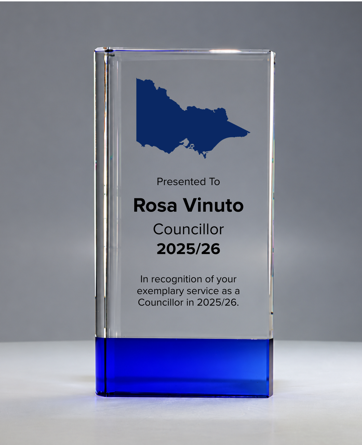 13 - Sapphire Duo-Tone Crystal Award with Victorian Map