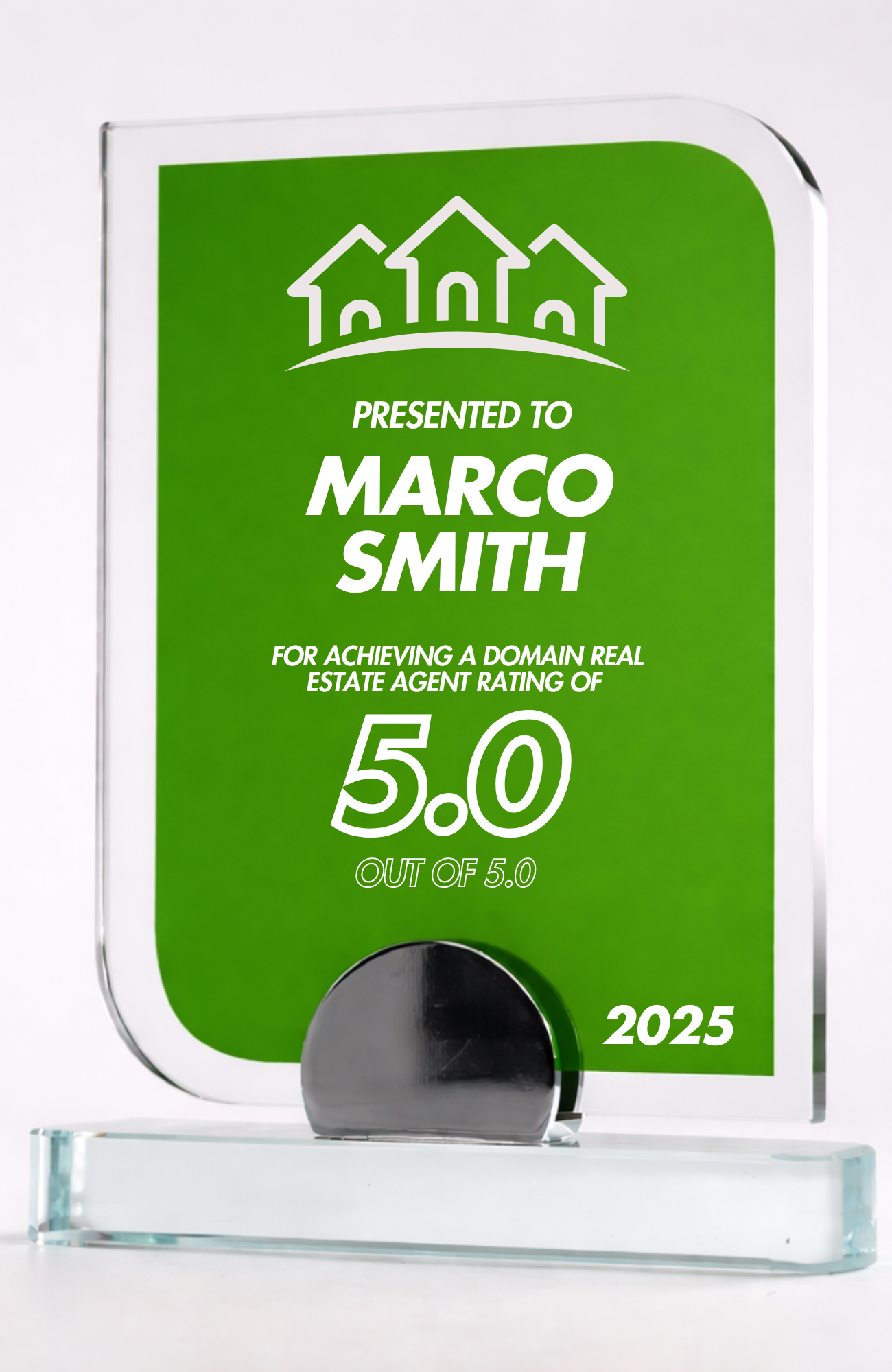 DOMAIN AGENT RATING GLASS PLAQUE