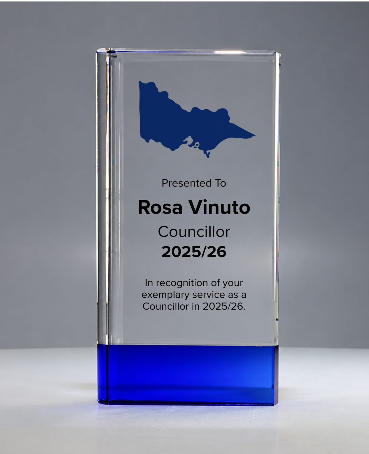 15 - Sapphire Duo-Tone Crystal Award with stylised Victorian Map