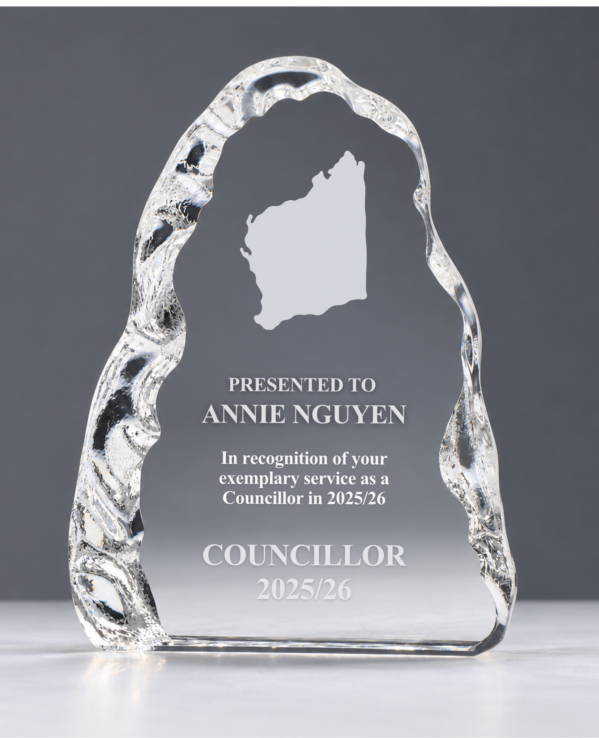 12 - Crystal Iceberg Award with stylised Western Australia Map