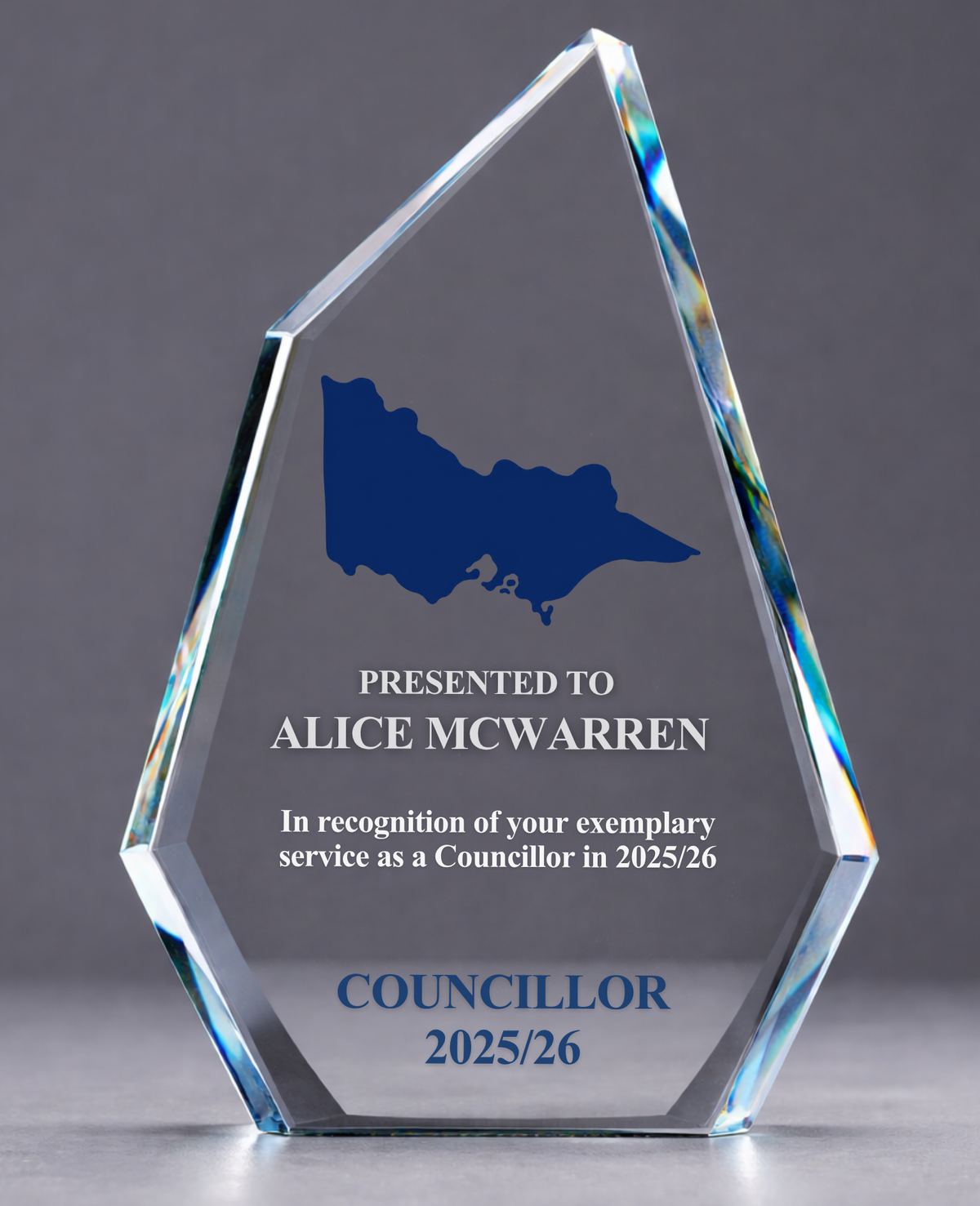 06 - Glass Sail Award with stylised Victorian Map