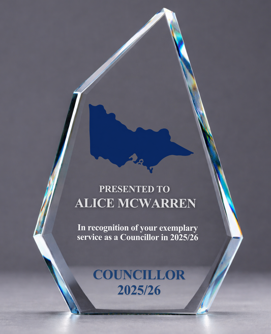 06 - Glass Sail Award with stylised Victorian Map