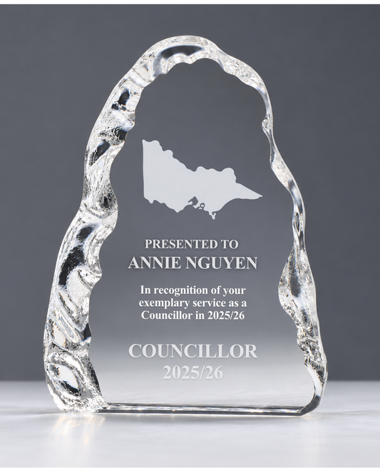 12 - Crystal Iceberg Award with stylised Victorian Map