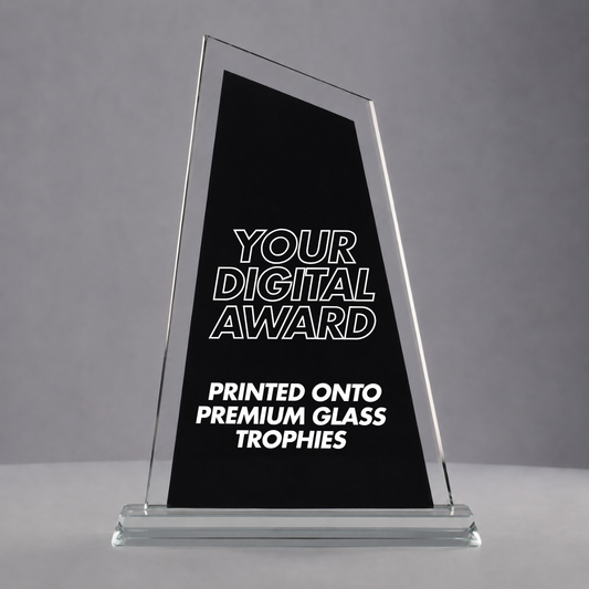 CUSTOM DIGITAL AWARD PRINTED ONTO BLACK TROPHY (180mm)