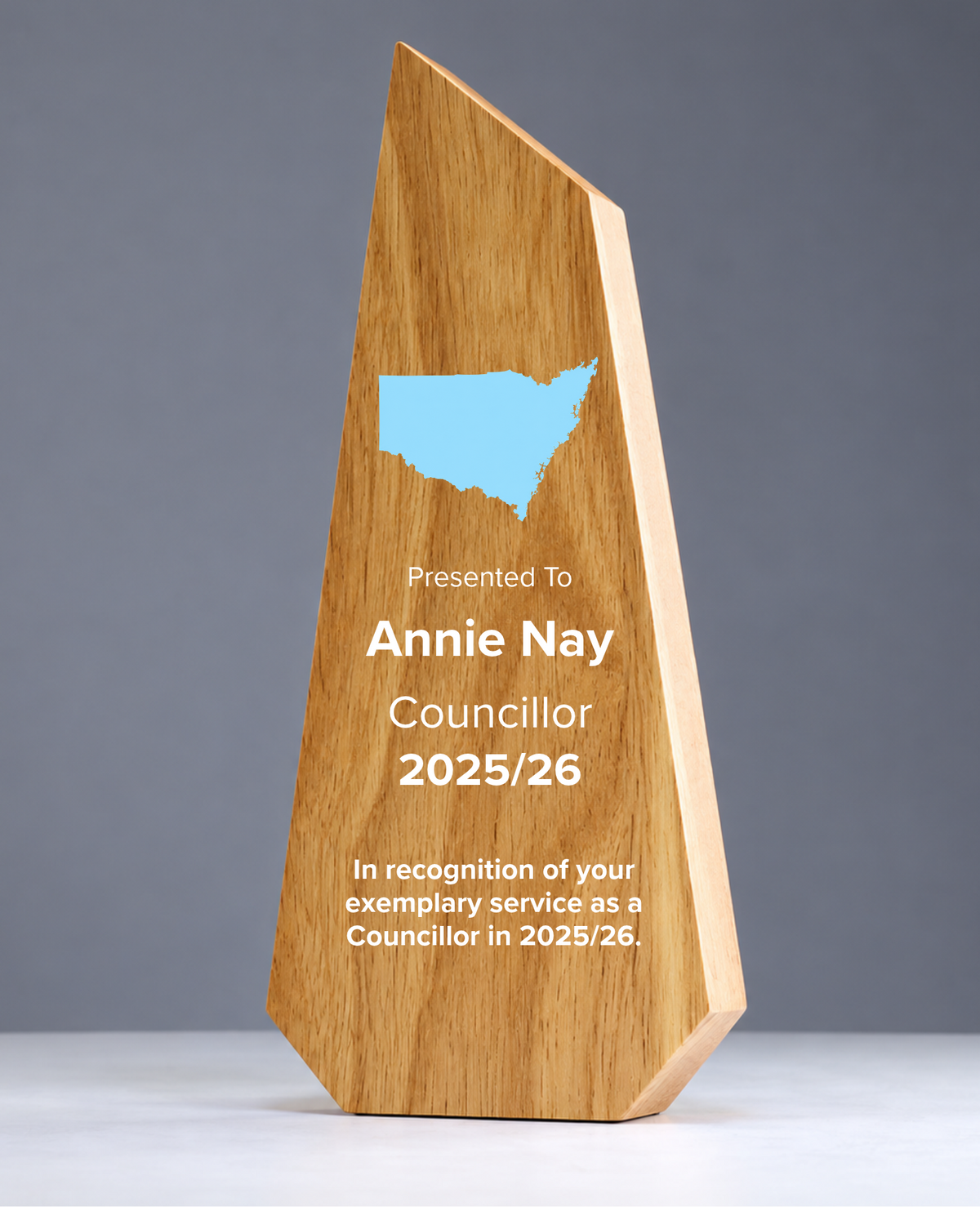 NSW #11 - Timber Pinnacle Award with NSW Map