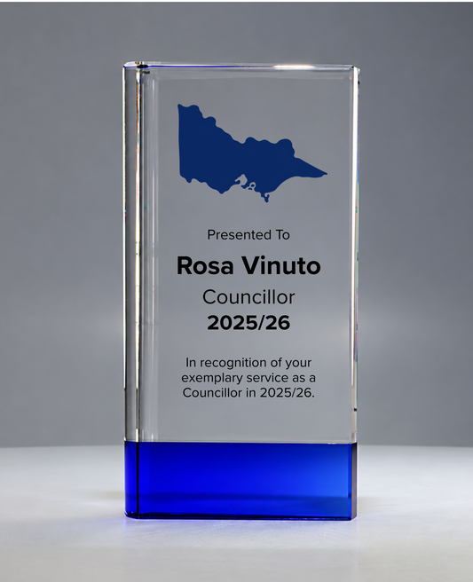 15 - Sapphire Duo-Tone Crystal Award with stylised Victorian Map