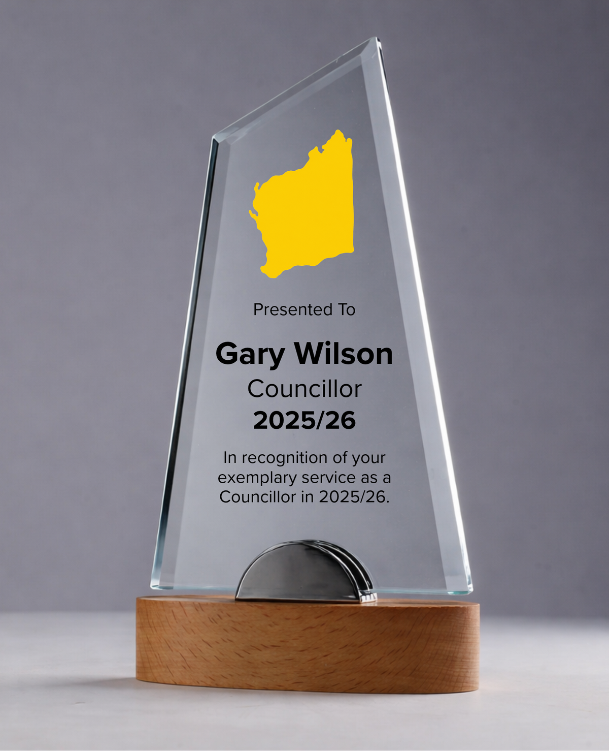 09 - Glass Flotilla Award with stylised Western Australia Map