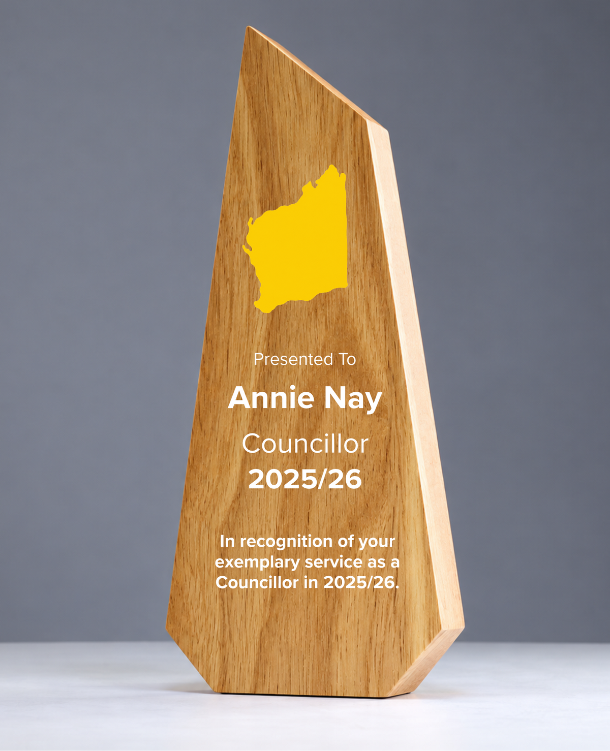 18 - Timber Pinnacle Award with stylised Western Australia Map