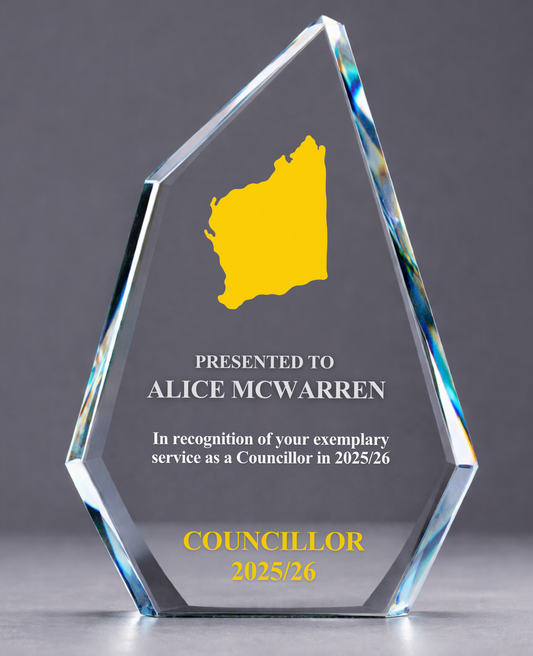 06 - Glass Sail Award with stylised Western Australia Map