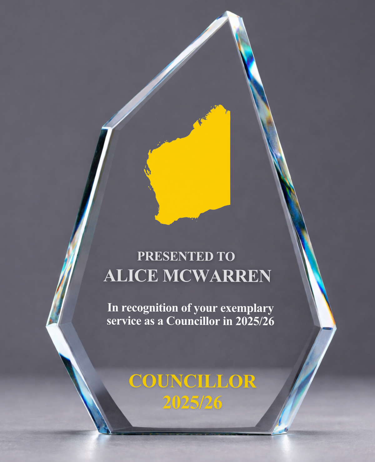 04 - Glass Sail Award with Western Australia Map