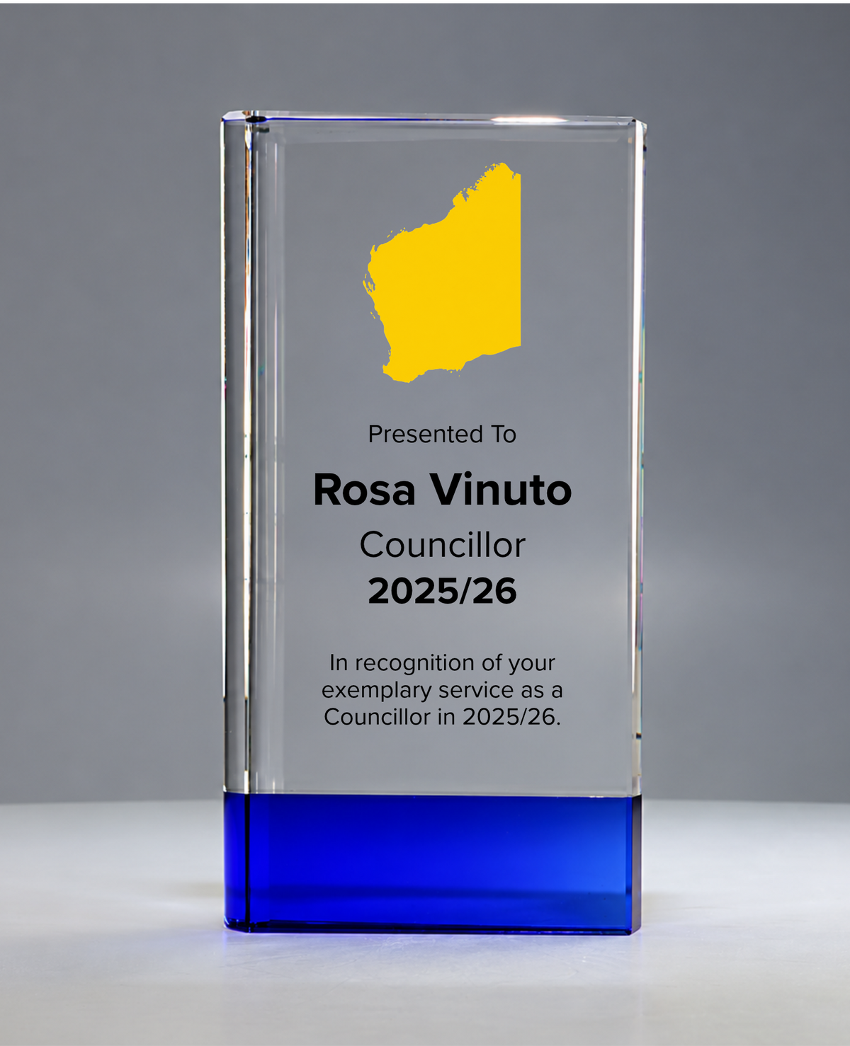 13 - Sapphire Duo-Tone Crystal Award with Western Australia Map